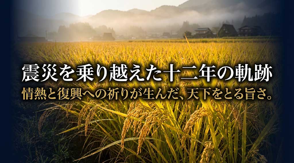 震災を乗り越えた12年の軌跡。情熱と復興への祈りが生んだ、天下をとる旨さを紹介するブランドストーリーのスライド