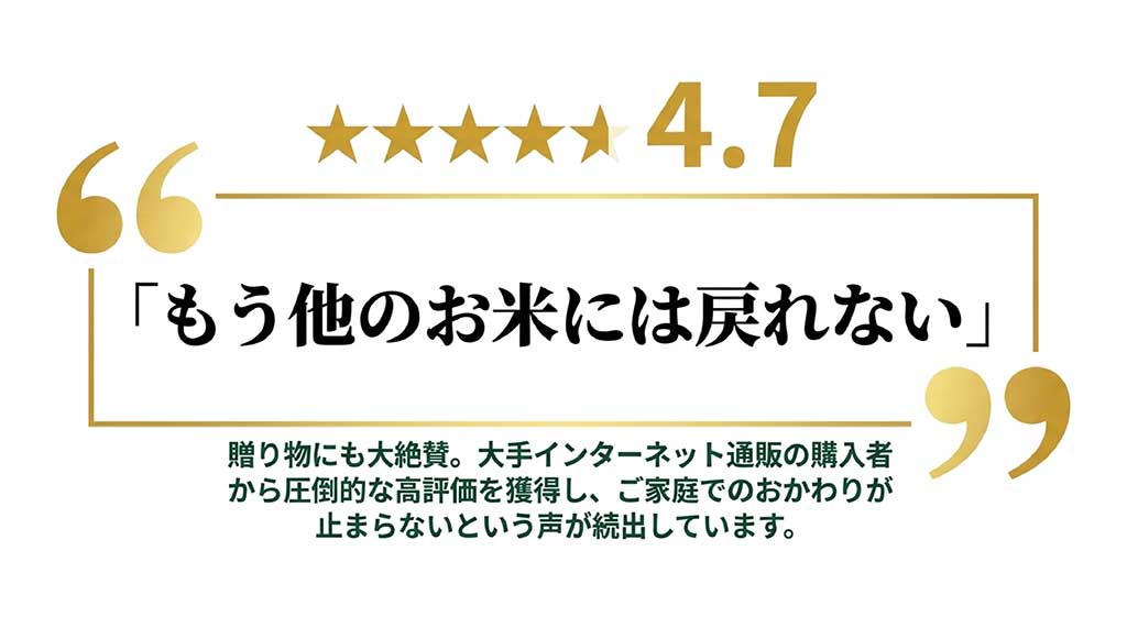 大手通販サイトで4.7の高評価を獲得し、贈り物としても絶賛されている富富富の評判