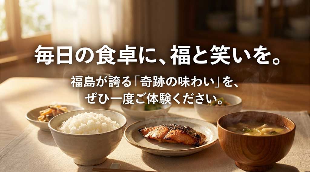 福島が誇る奇跡の味わいを体験しようという結びのスライド