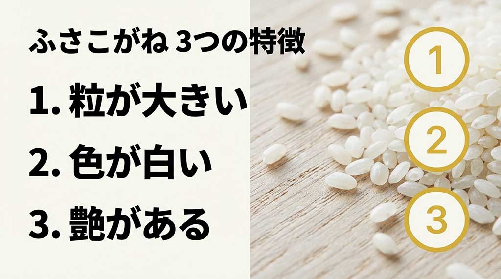ふさこがねの3つの特徴：粒が大きい・色が白い・艶がある