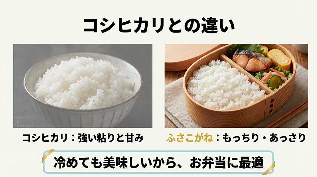 コシヒカリとふさこがねの違い・お弁当に最適な理由