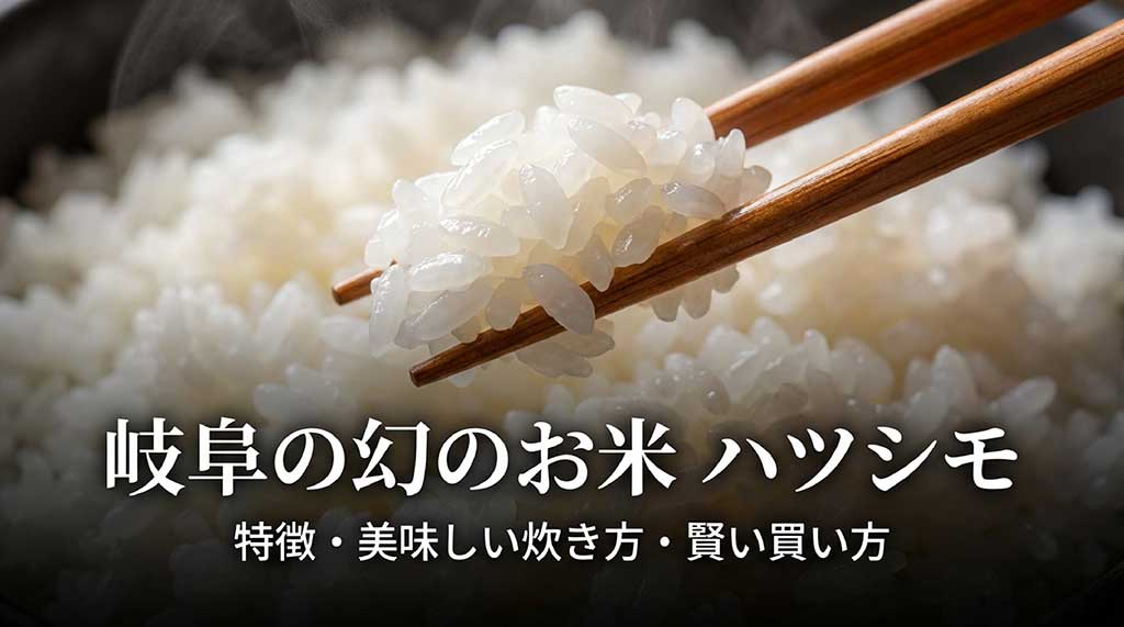 岐阜県の希少なブランド米「ハツシモ」の特徴、炊き方、買い方をまとめた表紙画像