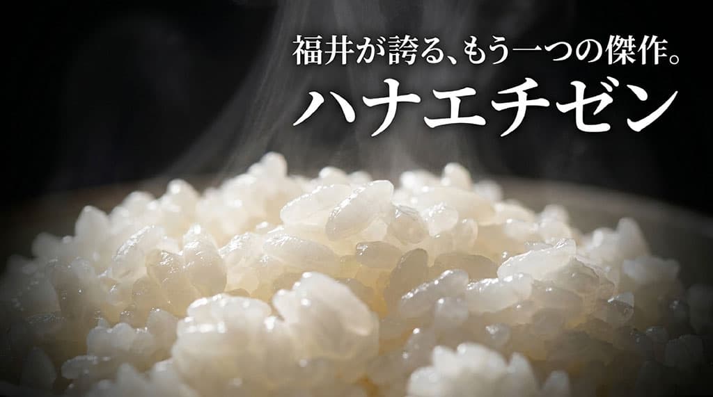 福井が誇る、もう一つの傑作。ハナエチゼンのタイトル文字が書かれたスライド画像