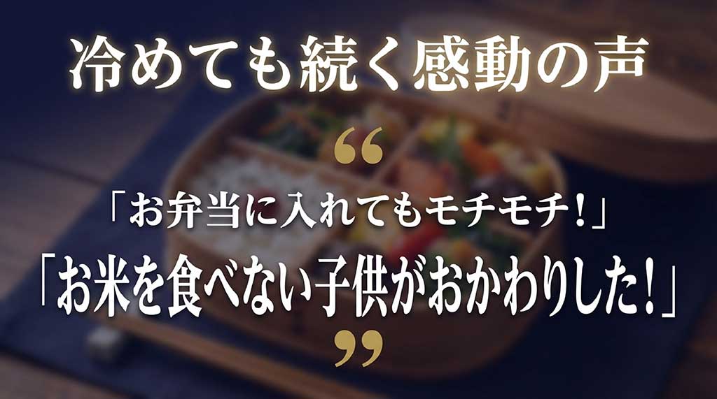冷めてもモチモチなお弁当や、子供がおかわりするという星空舞のリアルな感動の声