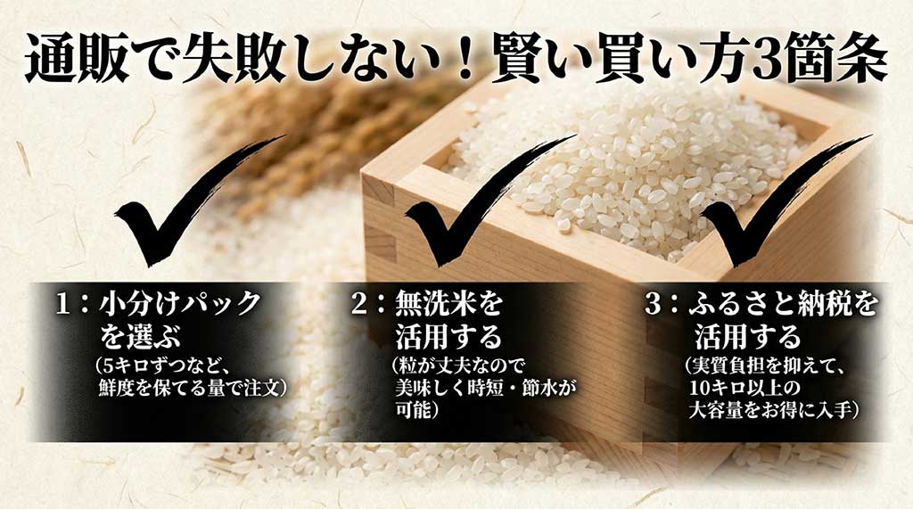 小分けパック、無洗米、ふるさと納税を活用した、ゆきん子舞を賢くお得に買うためのコツ