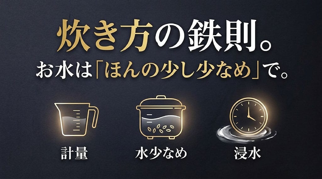 きたくりんを美味しく炊き上げるための水加減と浸水のポイント