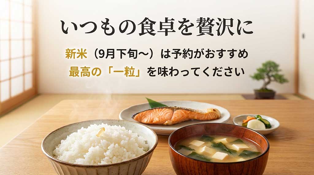 9月下旬からの新米シーズンに向けた予約のすすめと、贅沢な食卓の提案