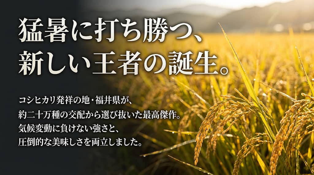 コシヒカリ発祥の地・福井県が約20万種の交配から選び抜いた、猛暑に強く圧倒的な美味しさを持つ「いちほまれ」