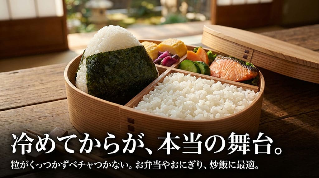 冷めてからが、本当の舞台。粒がくっつかずベチャつかないお弁当やおにぎり
