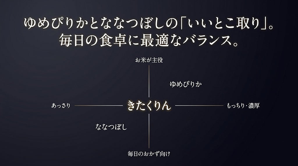 ゆめぴりかとななつぼしの良いところ取りをしたきたくりんの食感バランス