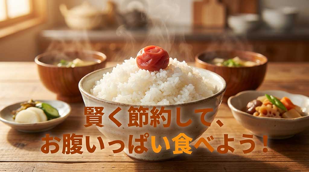 賢く節約して、お腹いっぱい食べよう。まんぷく米活用のエンディングメッセージ