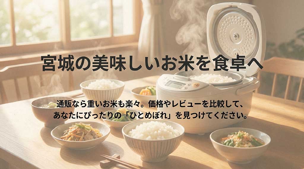 宮城の美味しいお米「ひとめぼれ」を通販で楽しむためのメッセージスライド