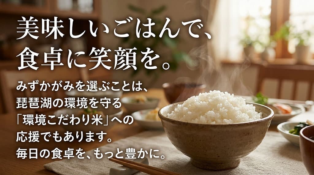 みずかがみを選ぶことは琵琶湖の環境を守る「環境こだわり米」への応援
