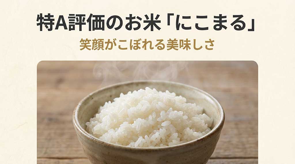 特A評価のお米「にこまる」の炊き立てのご飯