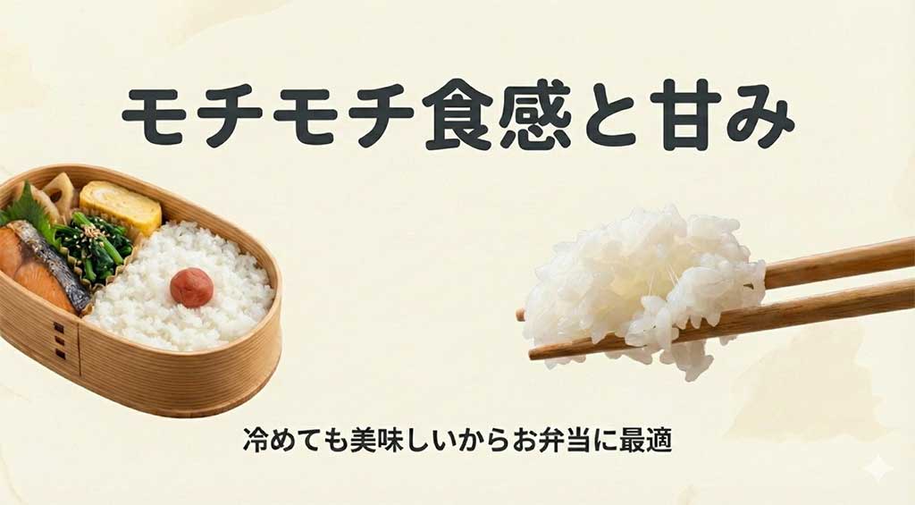 モチモチ食感と甘みがあり冷めても美味しいにこまるはお弁当に最適