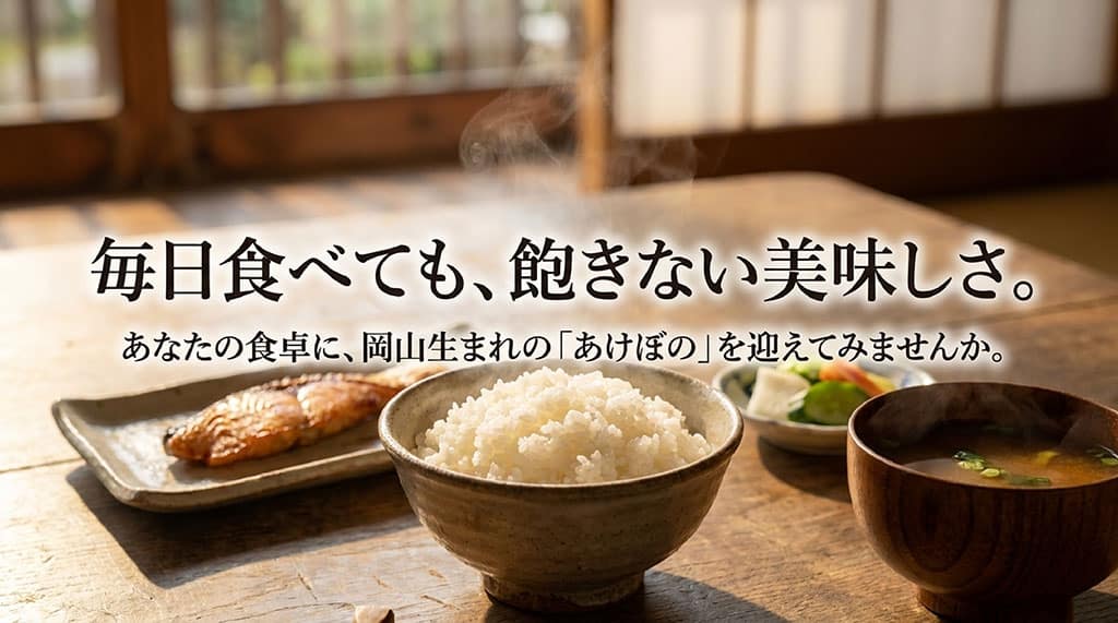 毎日食べても飽きない美味しさの岡山産あけぼのを食卓に提案するまとめスライド