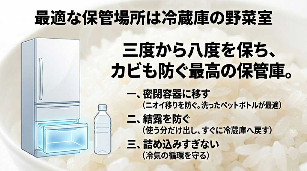 冷蔵庫の野菜室で保存する際の3つの鉄則（密閉、結露防止、詰め込みすぎない）