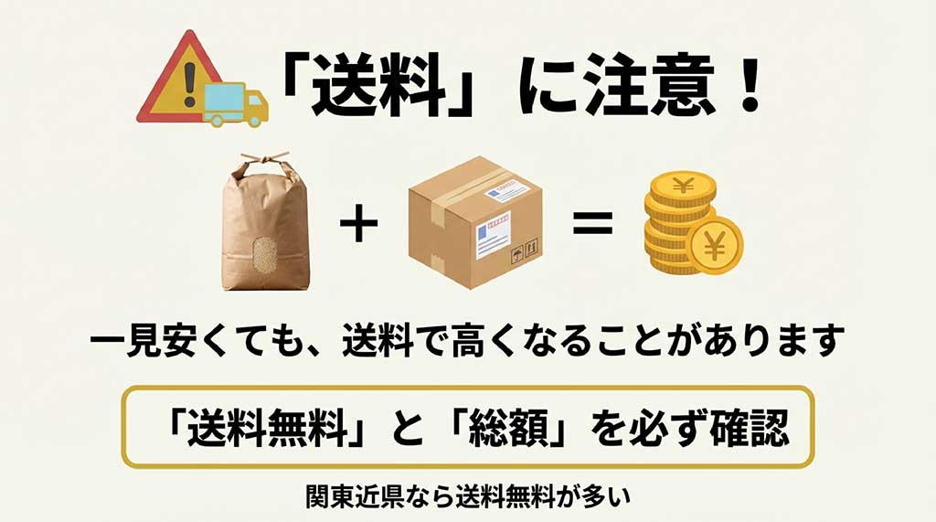 お米の送料と総額確認の注意点