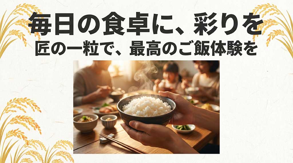 毎日の食卓に彩りを添える、炊き上がったご飯を囲む家族のイメージ