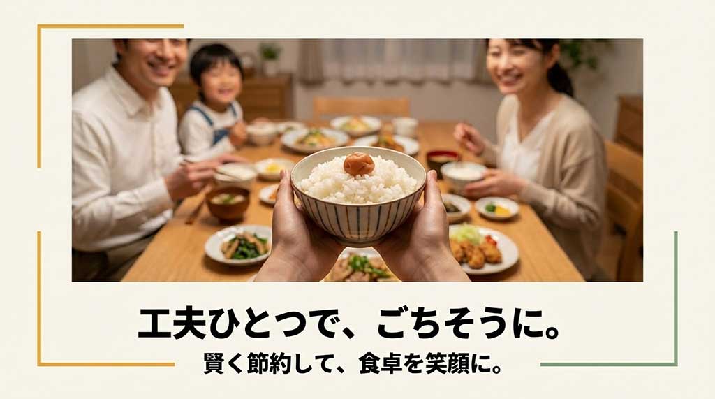 工夫ひとつで安価なお米をごちそうに変え、賢く節約して食卓を笑顔にするまとめ画像