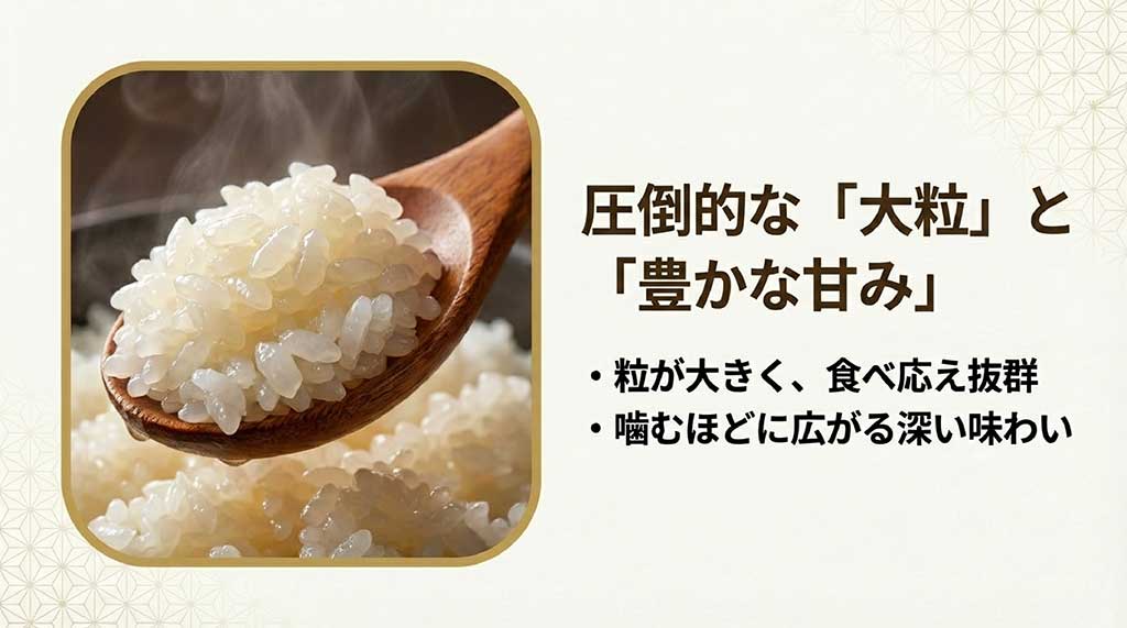 木のスプーンですくい上げた、粒が大きく食べ応え抜群な炊きたての「とちぎの星」の画像