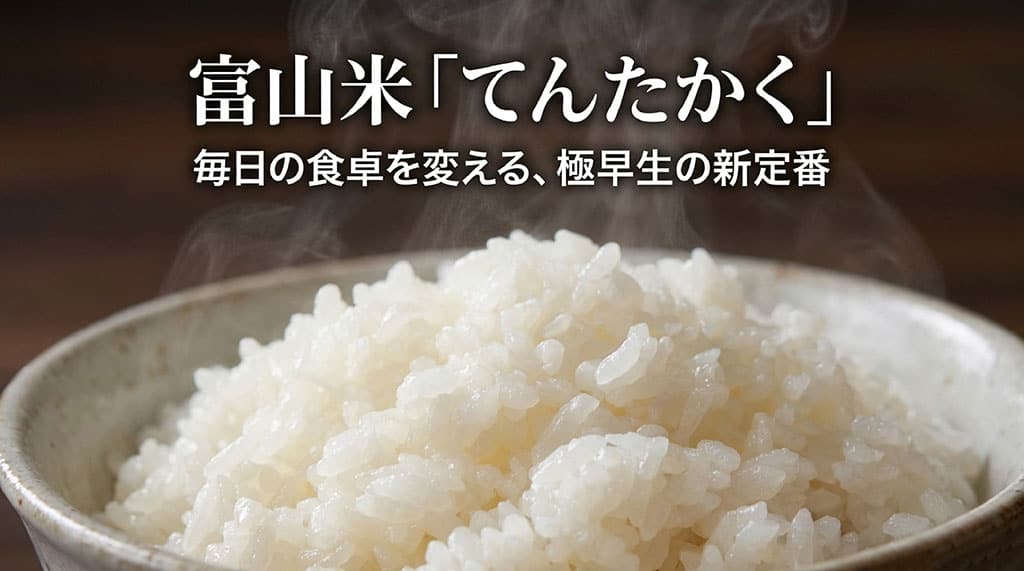 8月下旬から新米が届く極早生品種てんたかくの収穫時期を表した画像。