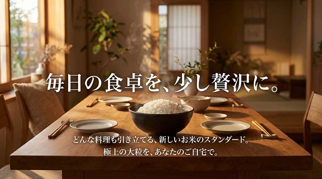 どんな料理も引き立てる新しいお米のスタンダード「粒すけ」の結びスライド