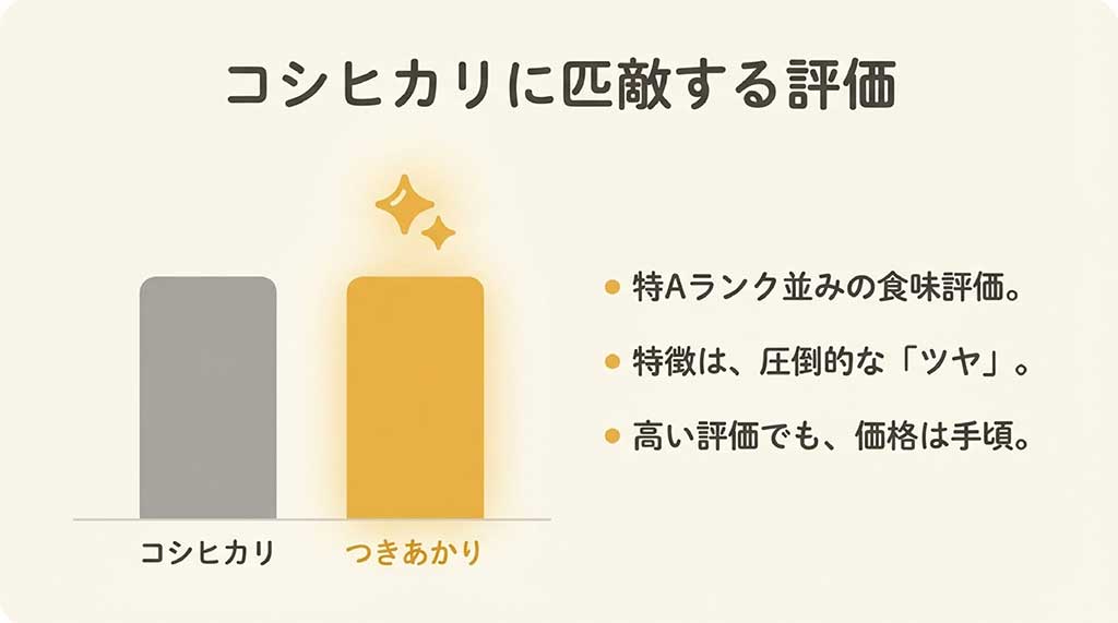 コシヒカリとつきあかりの比較。特Aランク並みの評価と圧倒的なツヤについての解説