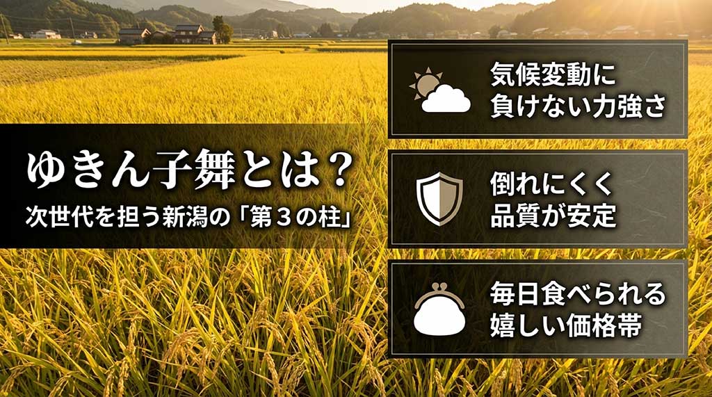 み 新潟の第3の柱、ゆきん子舞の気候変動への強さと安定した品質・価格についての解説