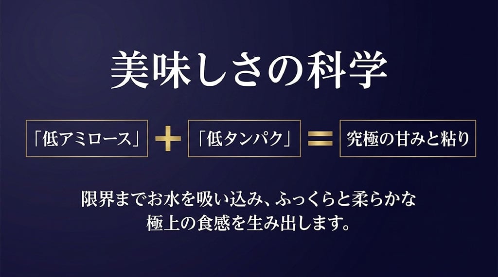 夢ごこちが使われた美味しそうなお弁当の画像。冷めても硬くならないため、おにぎりやお弁当で真価を発揮することを紹介。