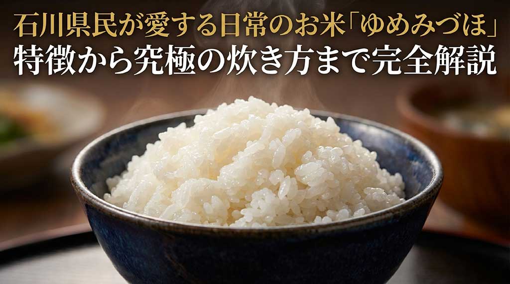 石川県民に愛される日常のお米「ゆめみづほ」の特徴から究極の炊き方までを解説するガイド資料の表紙