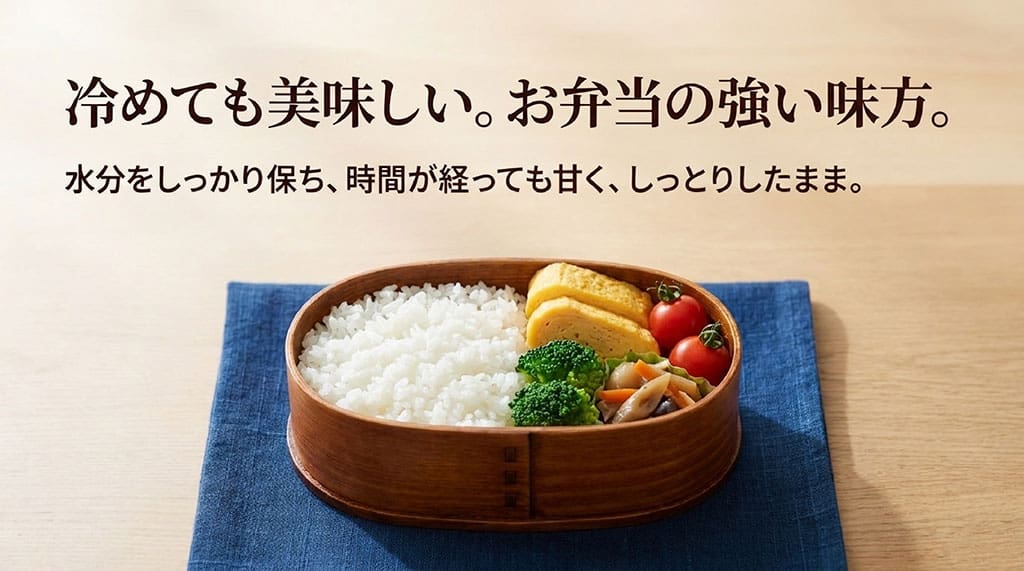 白くツヤツヤに炊き上がった夢つくしのご飯とお漬物のイメージ画像